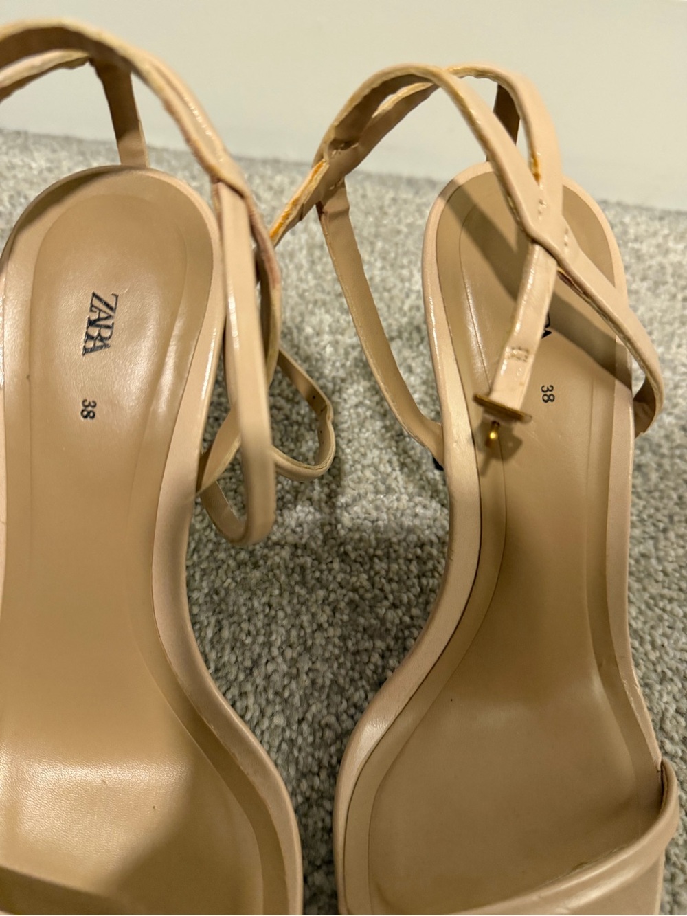 Zara Beige Pointed-Toe Ankle-Strap Heels - Picture 4 of 4
